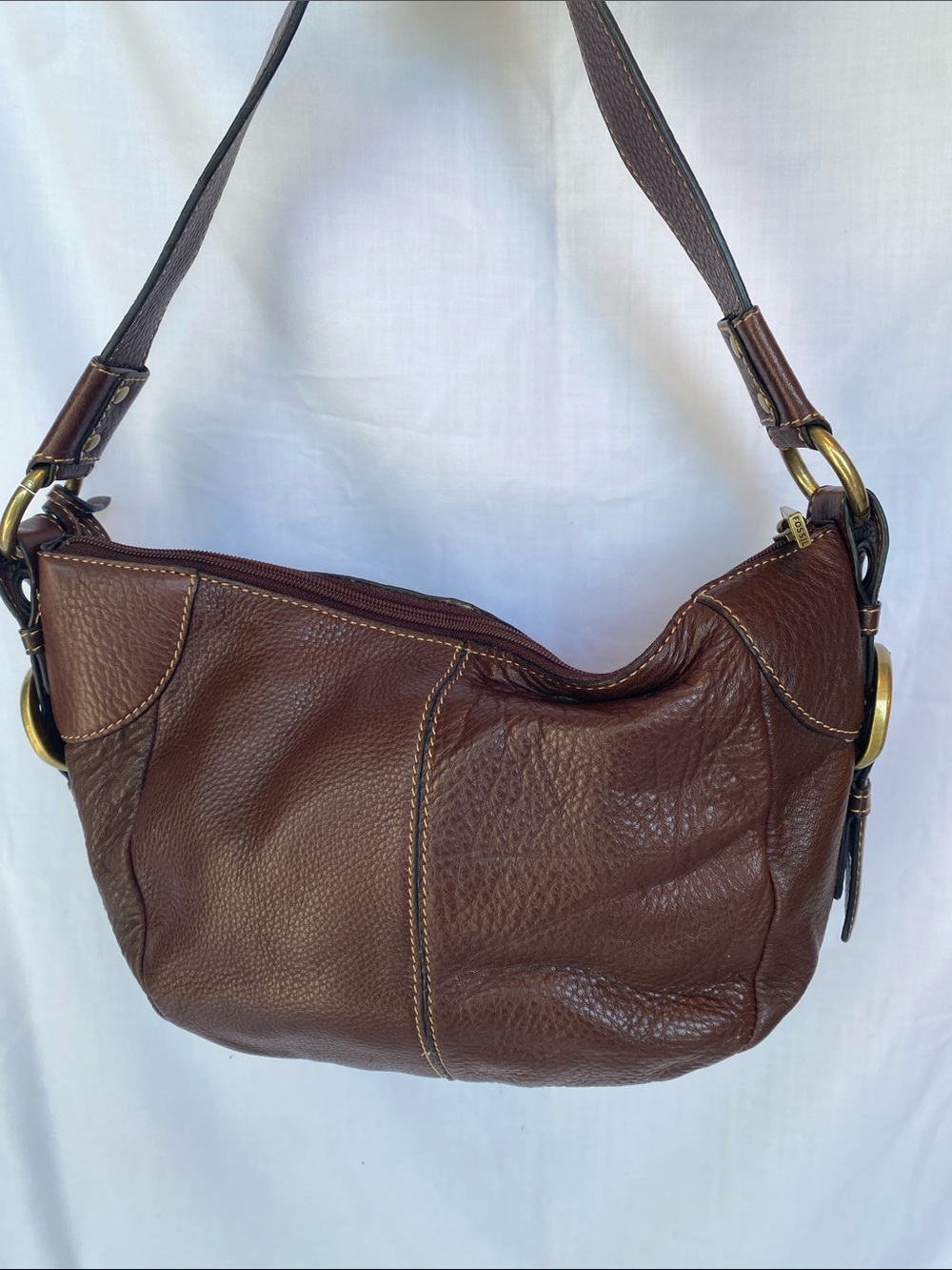 Fossil Classic Brown Leather Hobo Shoulder Bag - Picture 4 of 8